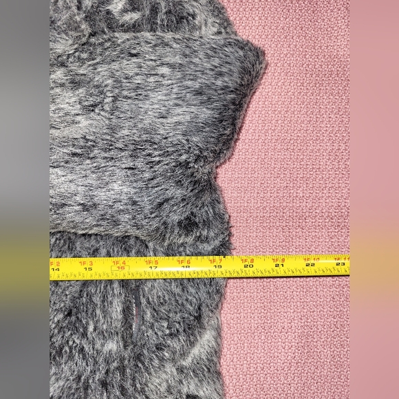 MISS SIXTY Made in Italy Fitted Faux Fur Coat Mid-Length Jacket Snap Gray Size M - Picture 15 of 16